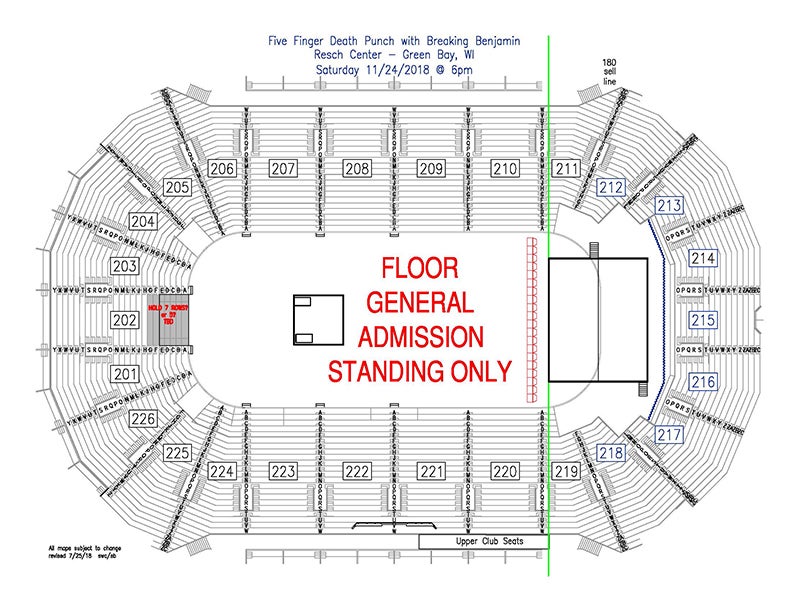 Five Finger Punch And Breaking Benjamin Ticketstar Venue Resch Center Green Bay Wi Get Directions View Seating Chart